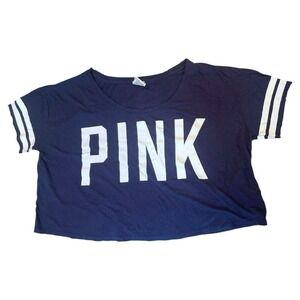 Victoria's Secret PINK Oversized Logo Short Sleeve Crop Top Shirt M 90's Retro